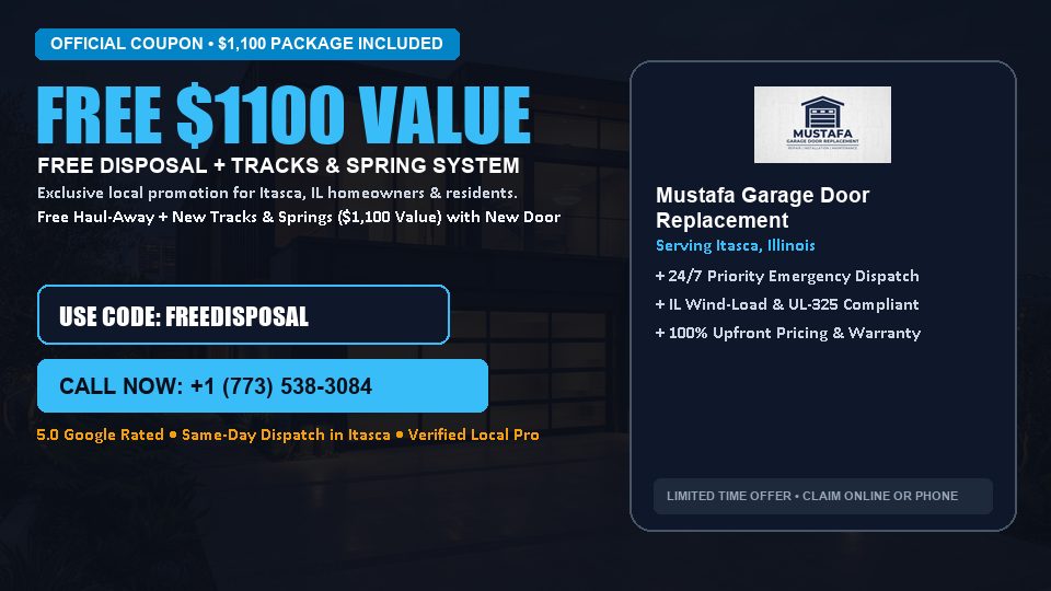 Mustafa Garage Door Replacement FREE Haul-Away & Heavy-Duty Tracks with New Door in Itasca, IL