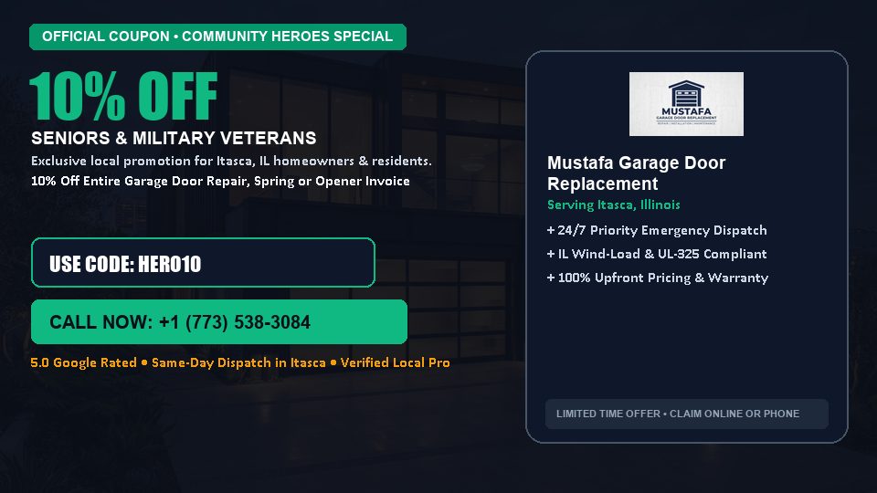 Mustafa Garage Door Replacement 10% OFF Seniors & Military Veterans in Itasca, IL
